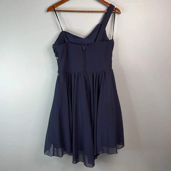 CITY STUDIO One Shoulder Embellished Prom Dress Navy Chiffon Crinoline *As is 13 - Picture 9 of 15